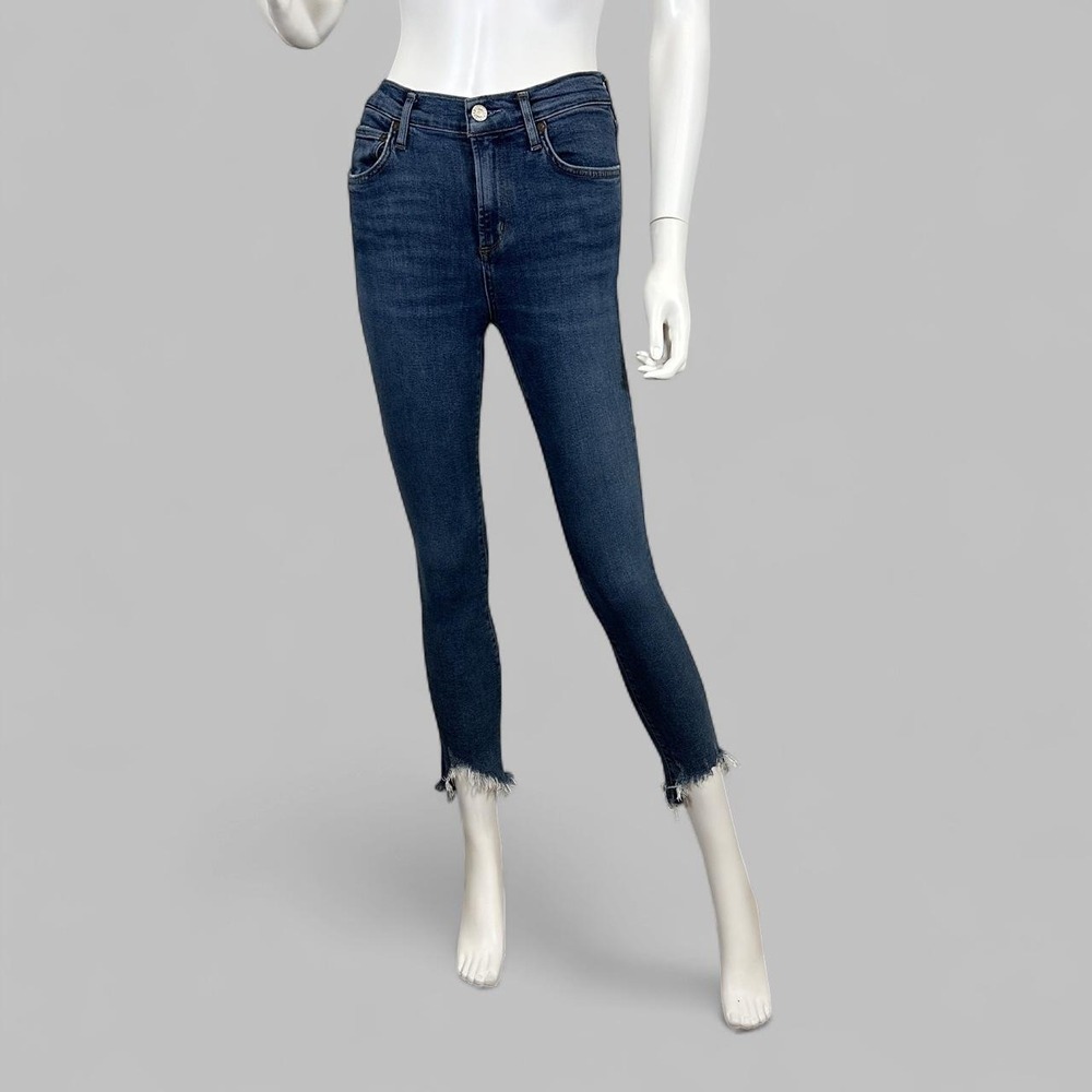 Agolde High Rise Crop Skinny Jeans Size 26 Raw Hem Dark Wash Premium Denim Y2K
